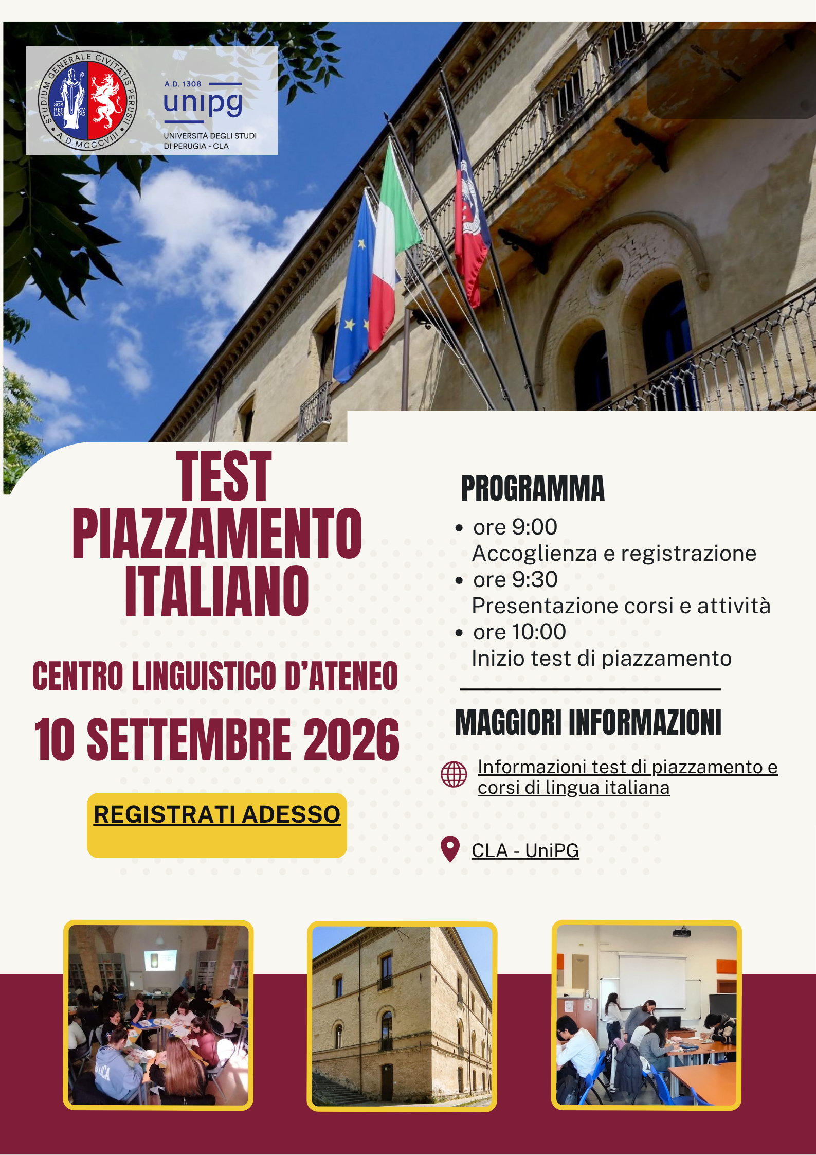 locandina test di piazzamento italiano